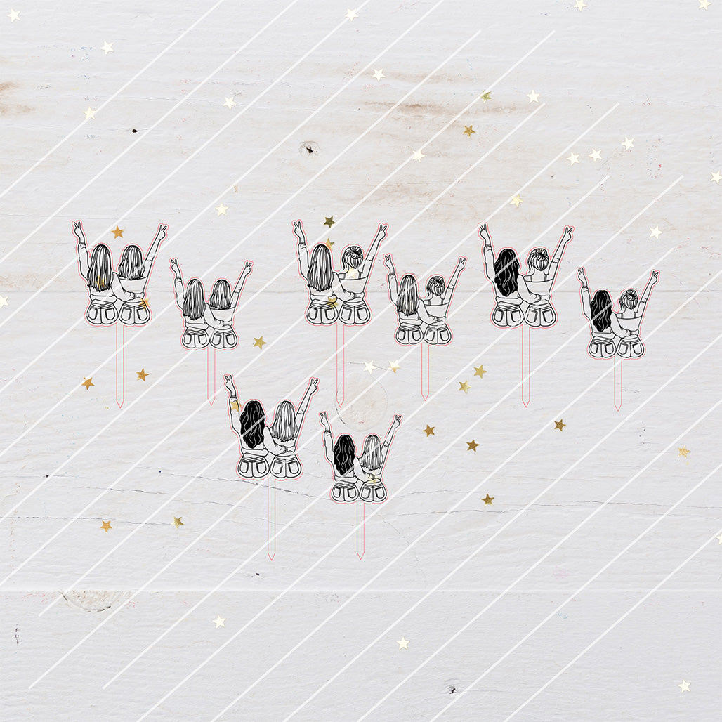 8 Blumenstecker Paar, Freundinnen Peace - Laserdatei