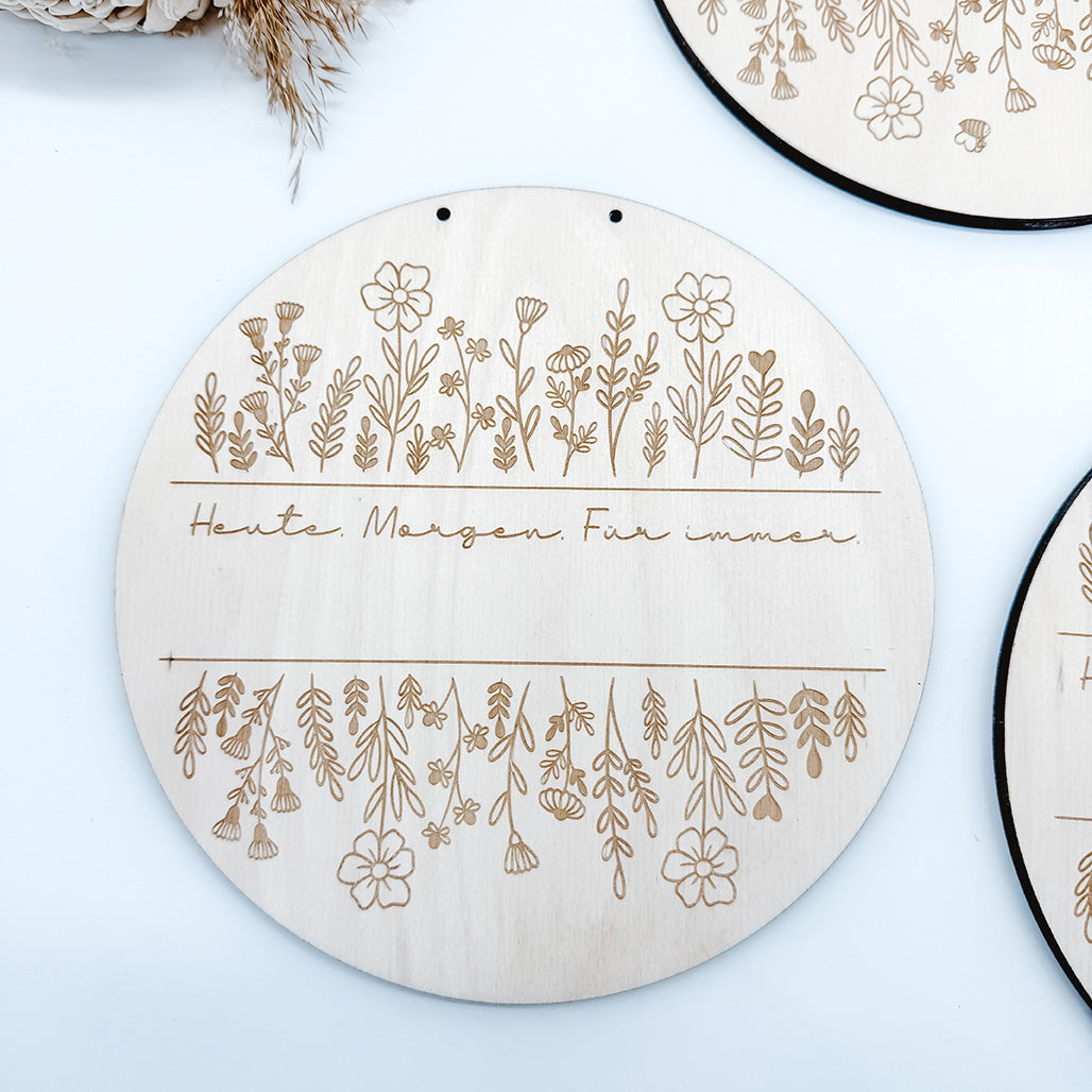 Familienschild in 3 Varianten, Schild, Blumenwiese - Laserdatei