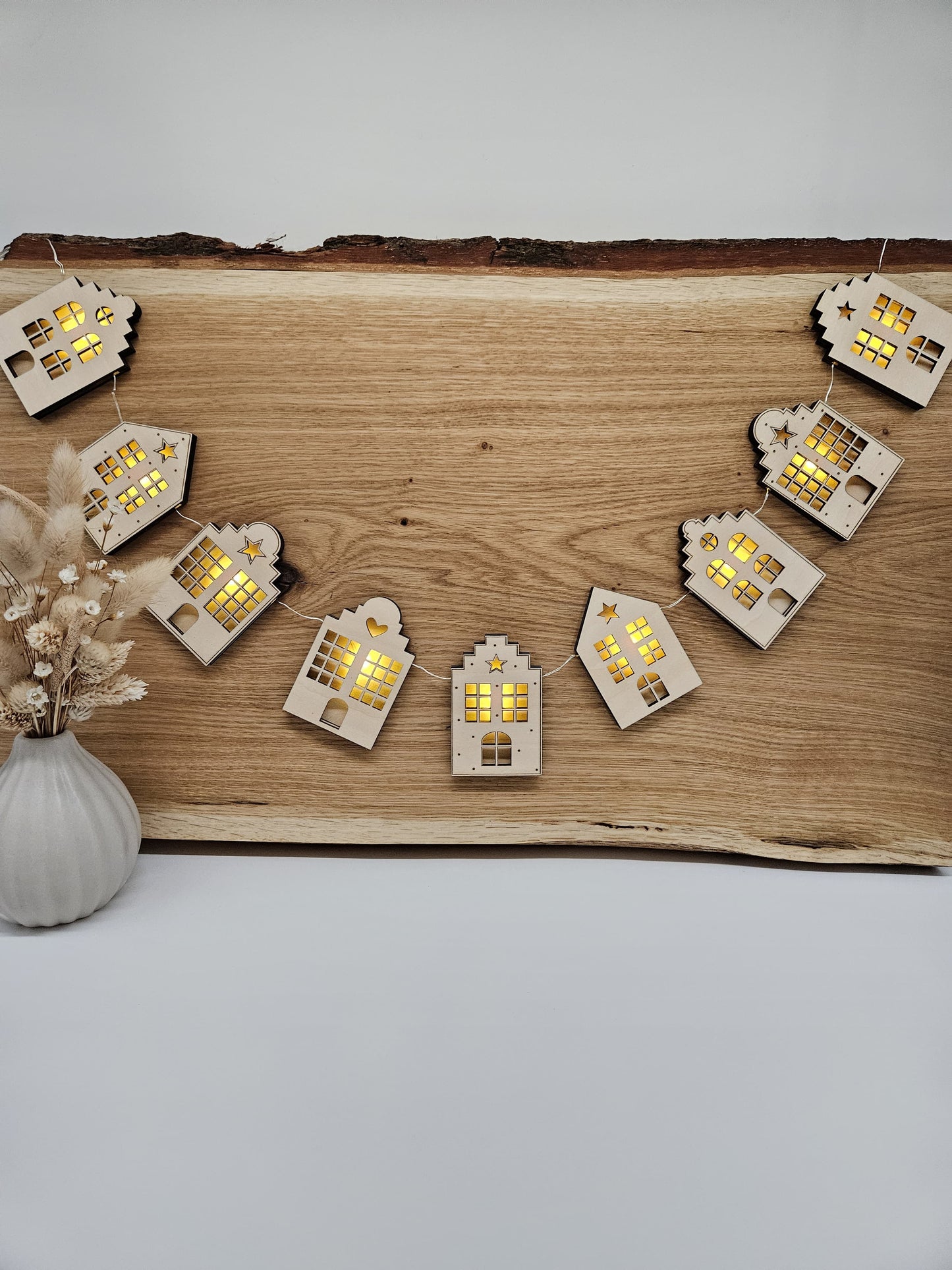 Lichterkette mit Grachtenhäusern, Lichterzeit Datei, Lichterhäuser, Lichterhaus - Laserdatei
