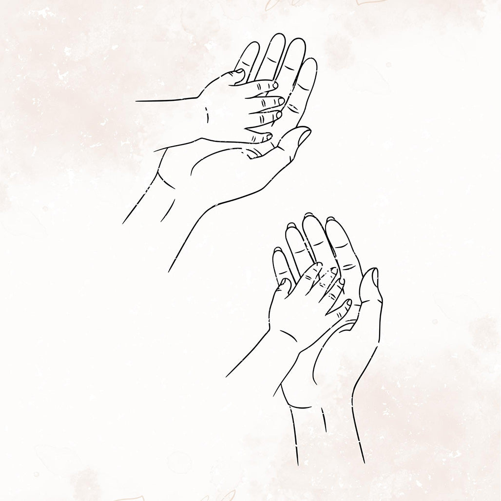 Hand auf Hand, Baby, Mutterhand, Vaterhand - Plotterdatei