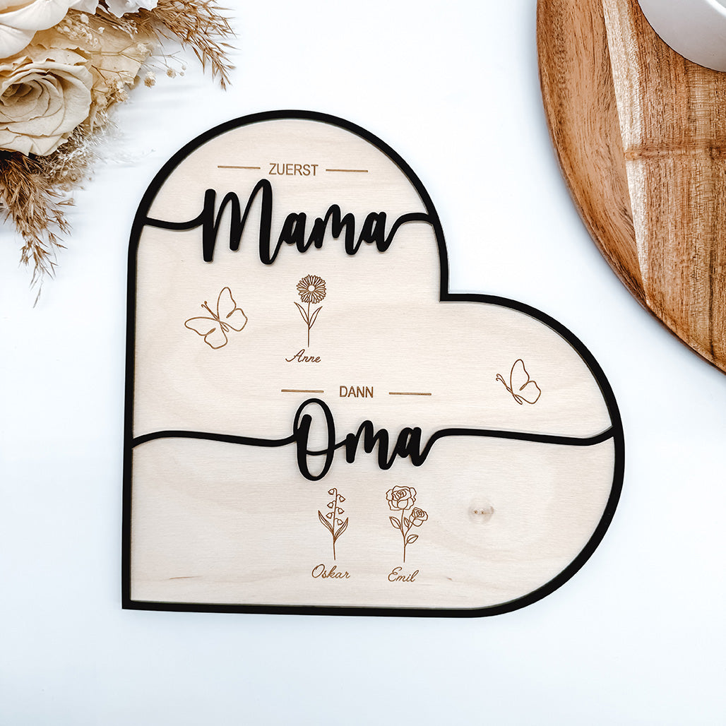 Herz Rahmen fuer Muttertag, Oma, Vatertag, Opa, Muttertagsgeschenk, Geburtsblumen - Laserdatei