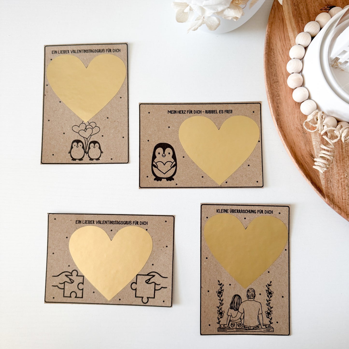 Druckvorlage Valentinstagskarten zum Rubbeln