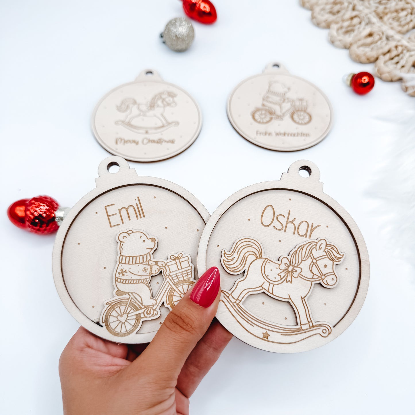 Christbaumschmuck Bär und Schaukelpferd - Laserdatei