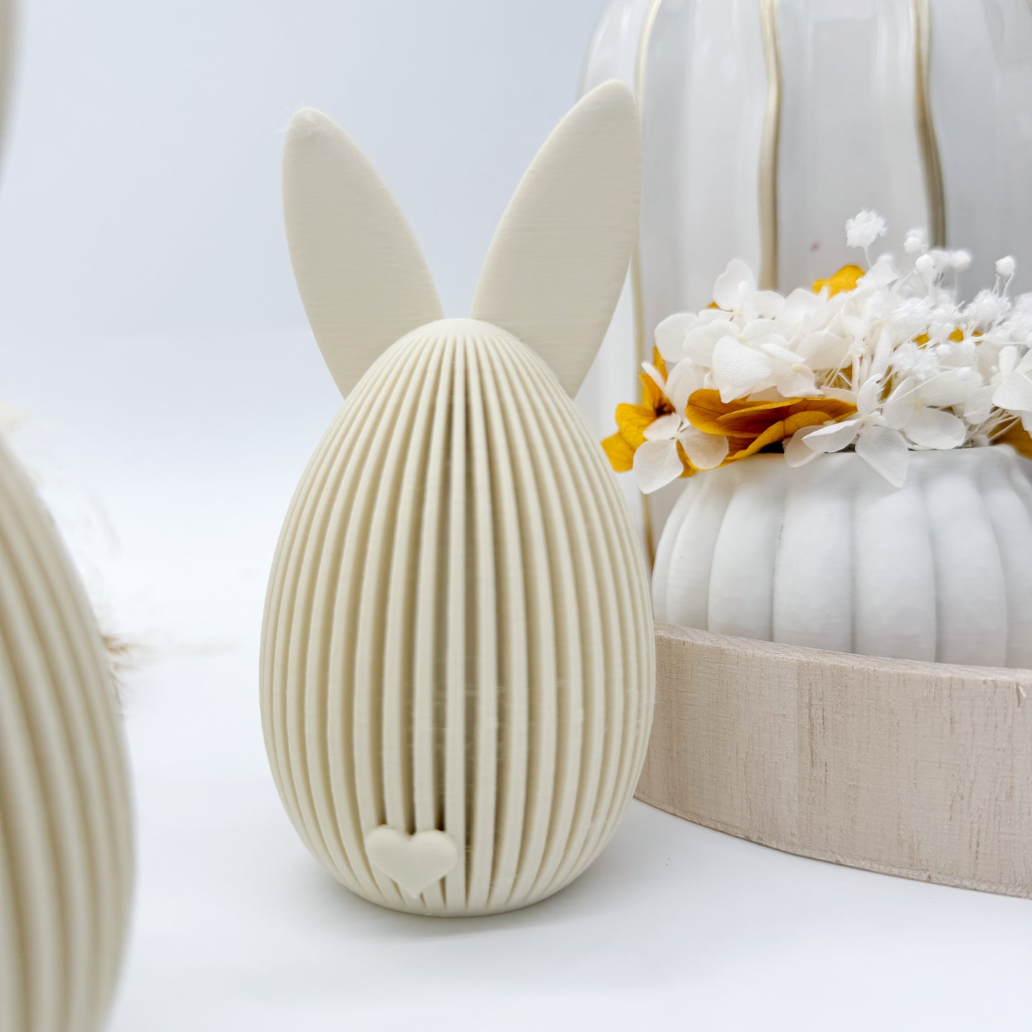 gerippter Hasenei mit Herzohren - 3D Druckdatei