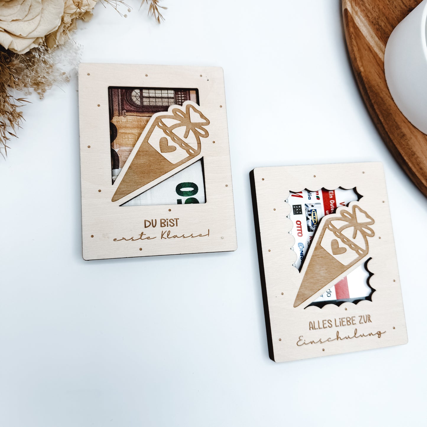 Geldgeschenk, Gutscheinhalter Einschulung, Zuckertüte Herz - Laserdatei