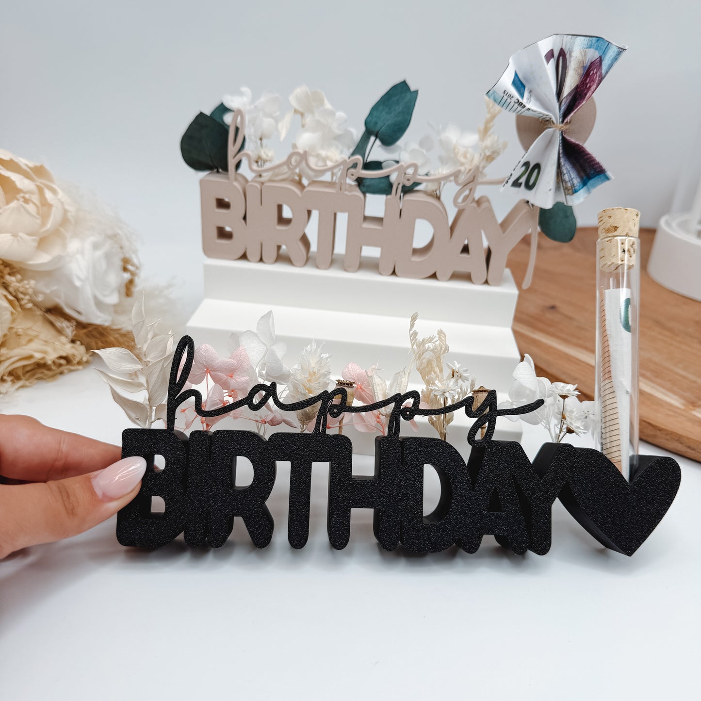 2 Happy Birthday Geldgeschenk Aufsteller - 3D Druckdatei