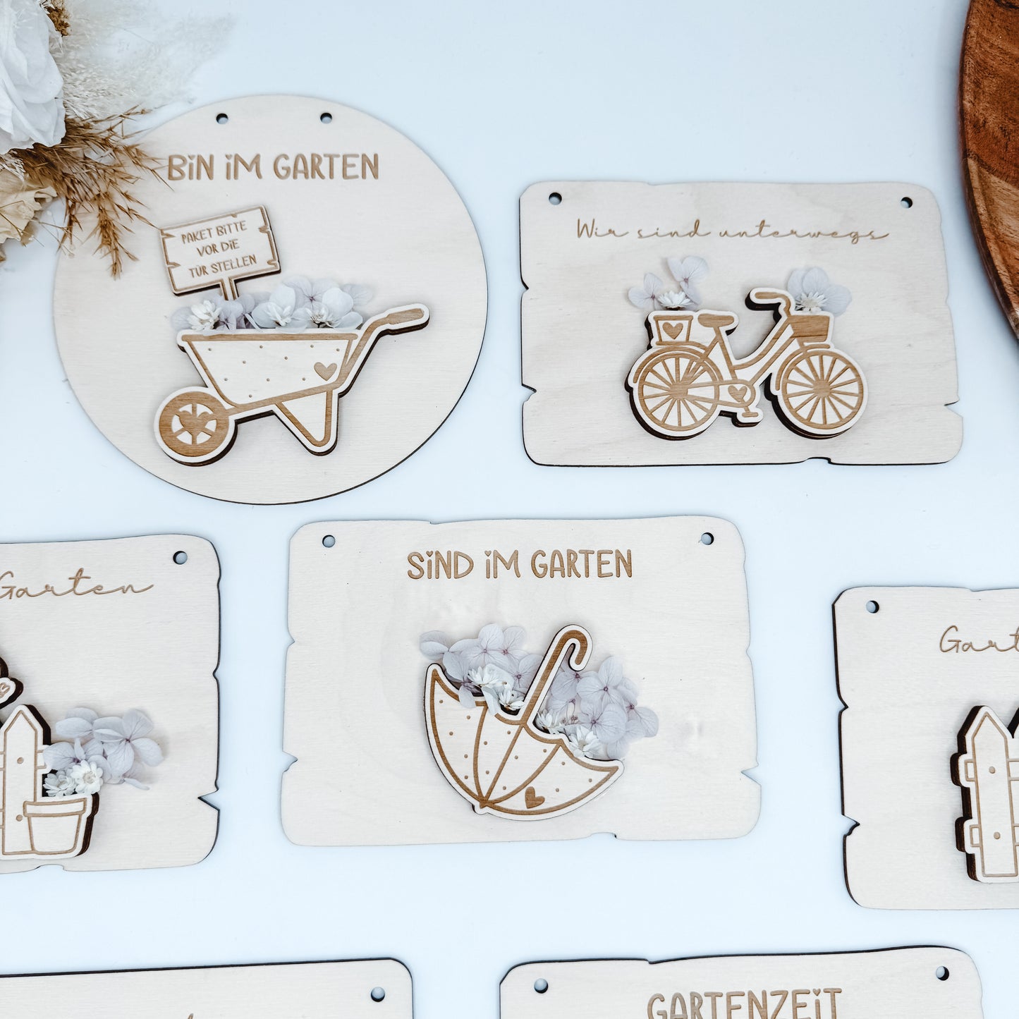 Bin im Garten-Schilder, bin unterwegs-Schilder 3D - Laserdatei