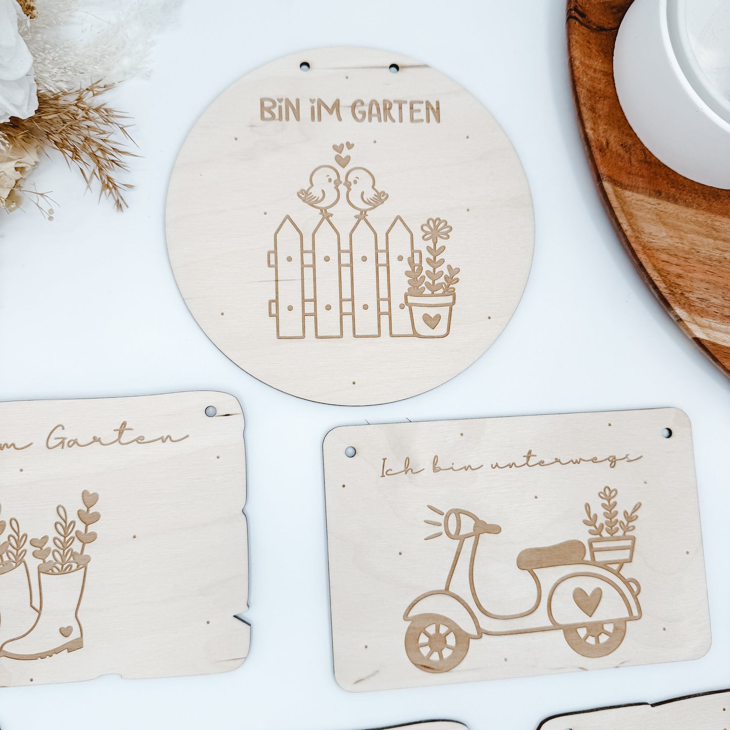 Bin im Garten-Schilder, Herbstschild - Laserdatei