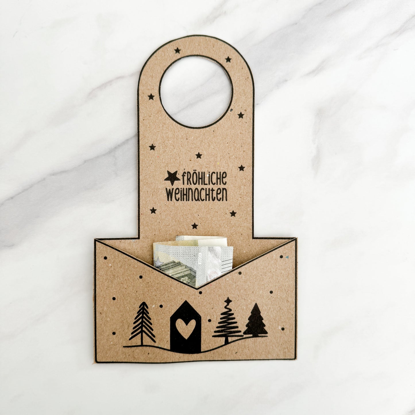 Flaschenhalter für Gutscheine oder Geld, Druckdatei Weihnachten - Druckvorlage