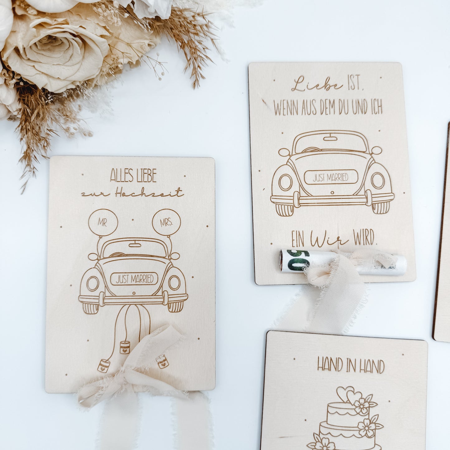 Geldgeschenk Hochzeitskarten im Postkartenformat - Laserdatei