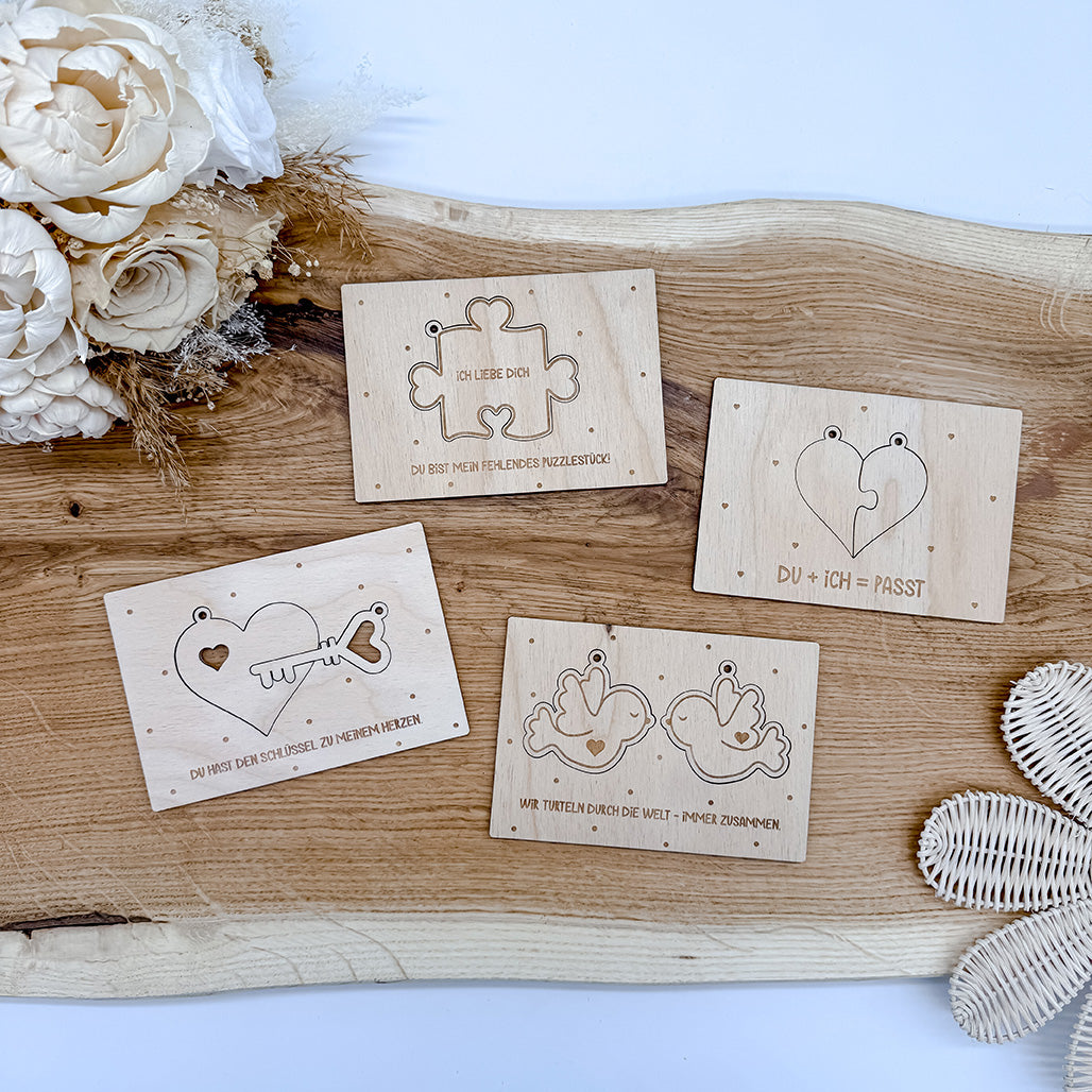 Karten mit Anhängern für Valentinstag, Valentinstagskarten - Laserdatei