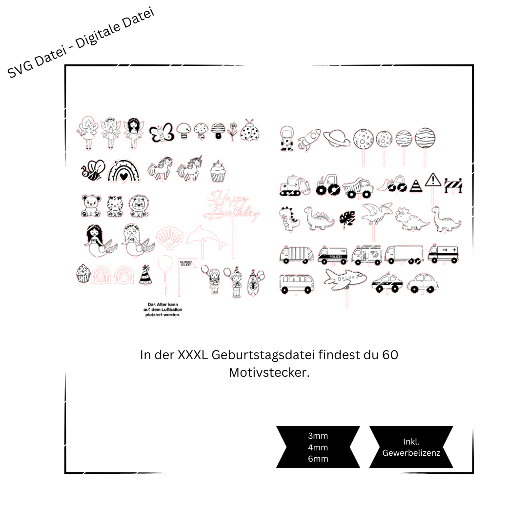 XXL Geburtstagsteller, 60 Motive - Digitale Datei