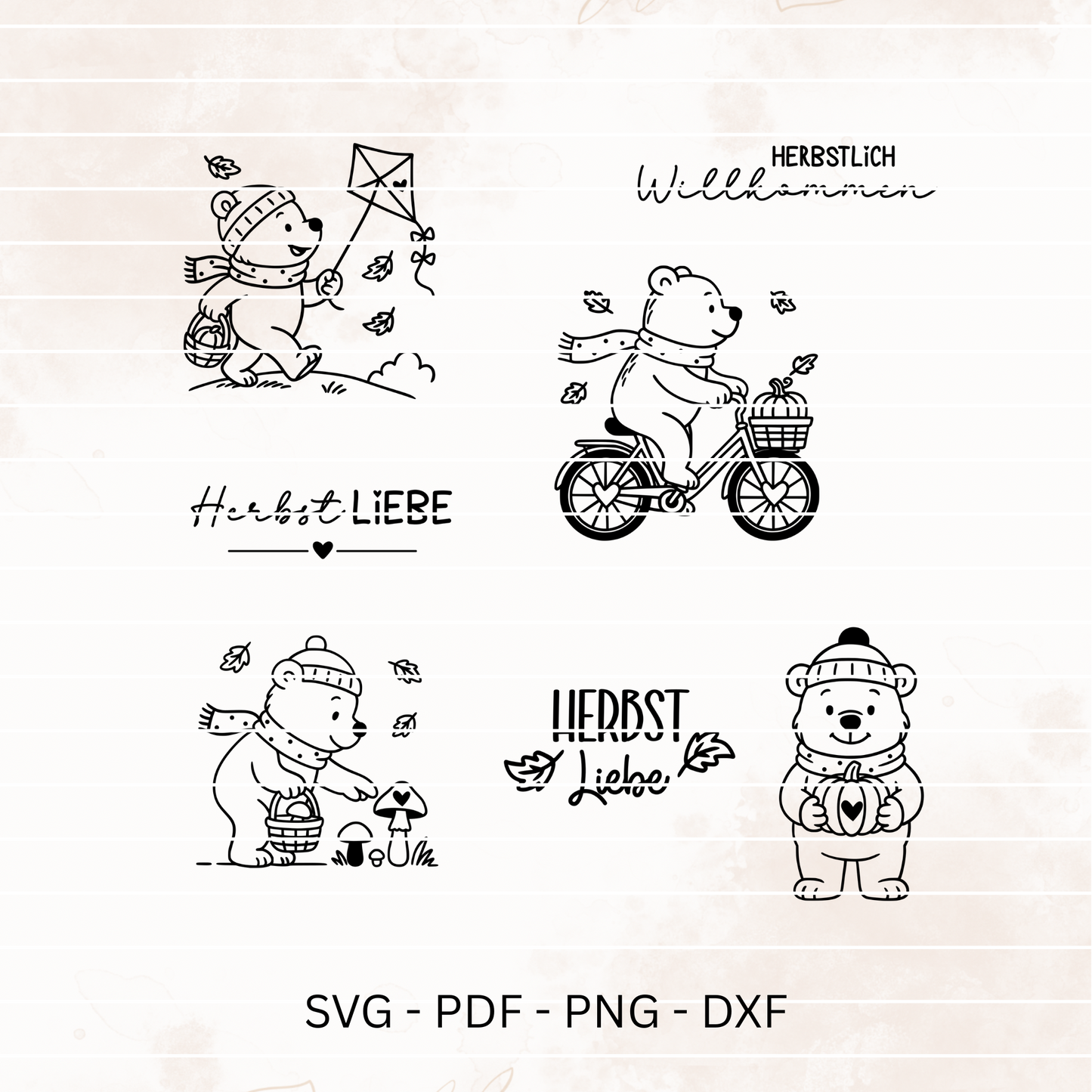 Herbstliche Motive Bär - Digitale Datei