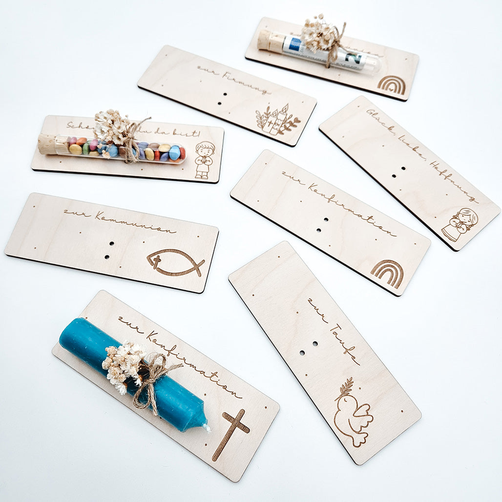 Kerzenhalter, Reagenzglashalter 1/3, Gastgeschenk, Taufe, Kommunion, Firmung Konfirmation - Laserdatei