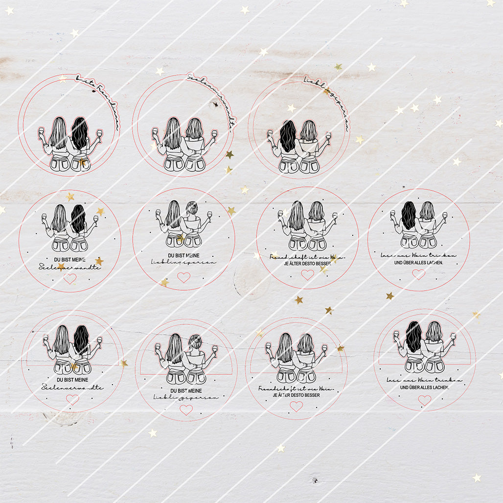 11 Loops, beste Freundinnen, Weinglas 3/3 Dateien - Laserdatei