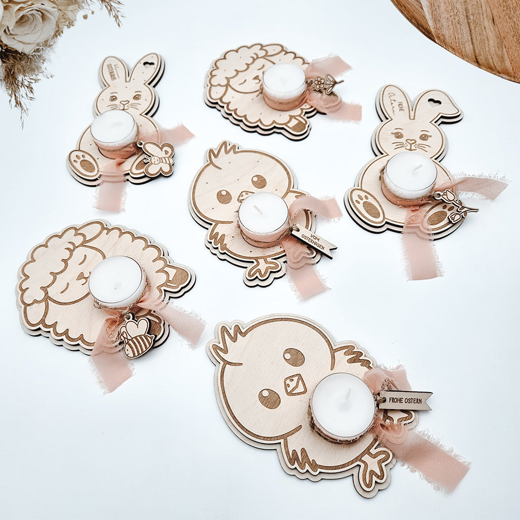 Teelichthalter Ostern, Küken, Schaf, Hase - Laserdatei