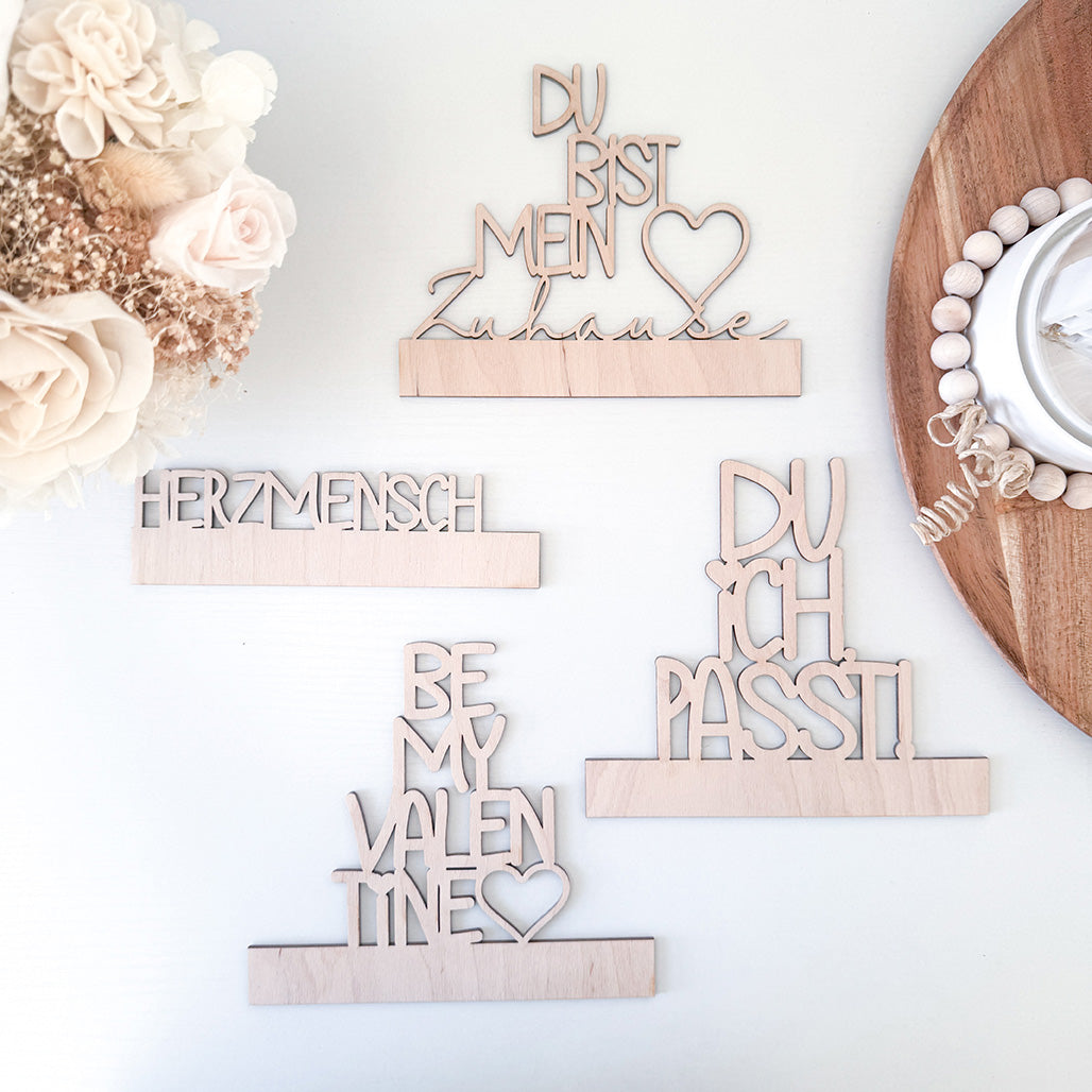 4 Klötzchenmotive Text Valentinstag, Muttertag - Laserdatei