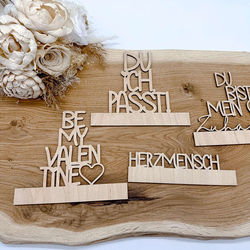 4 Klötzchenmotive Text Valentinstag, Muttertag - Laserdatei