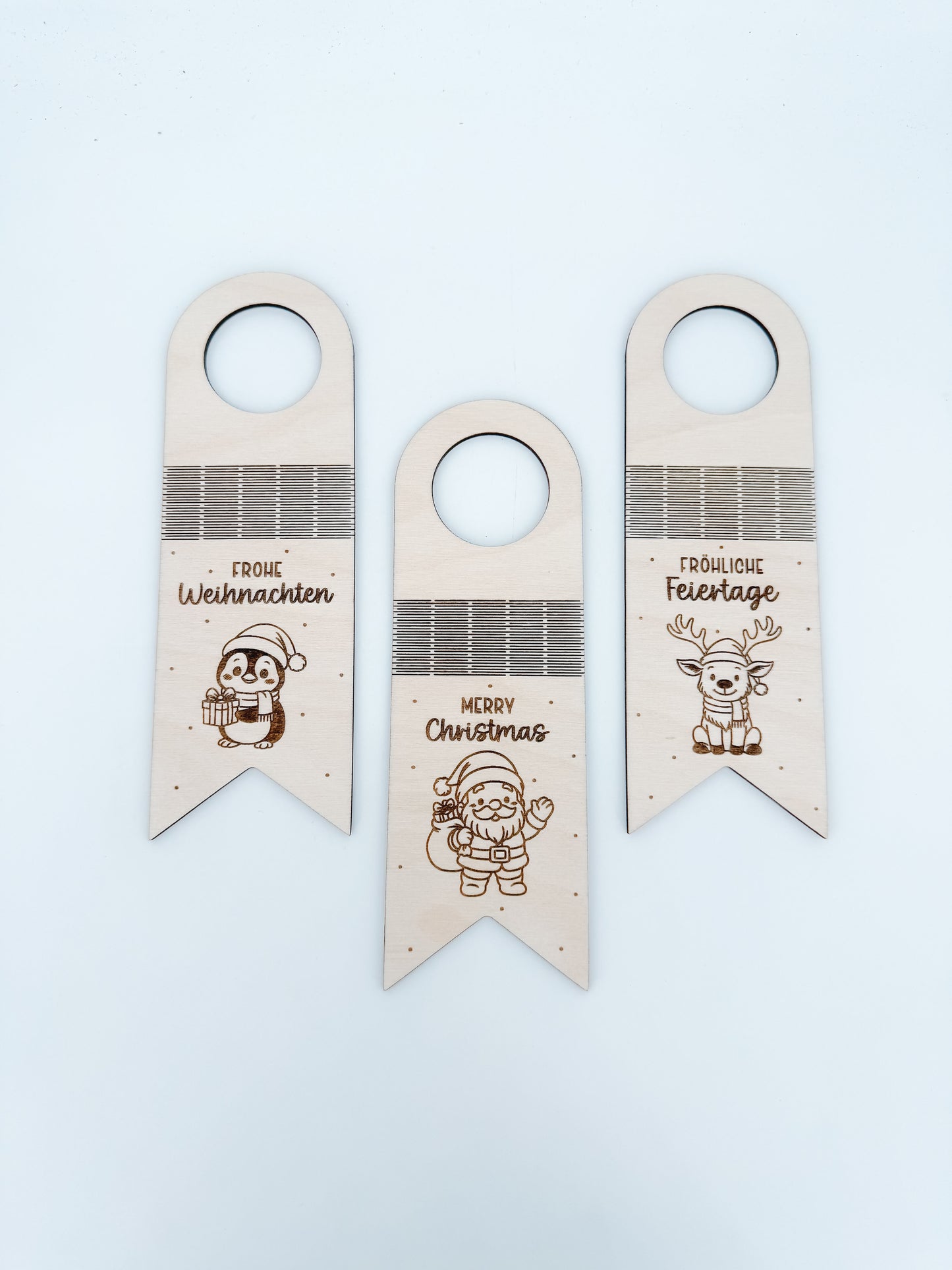 Flaschenhalter XMas Pinguin, Weihnachtsmann, Rentier - Laserdatei