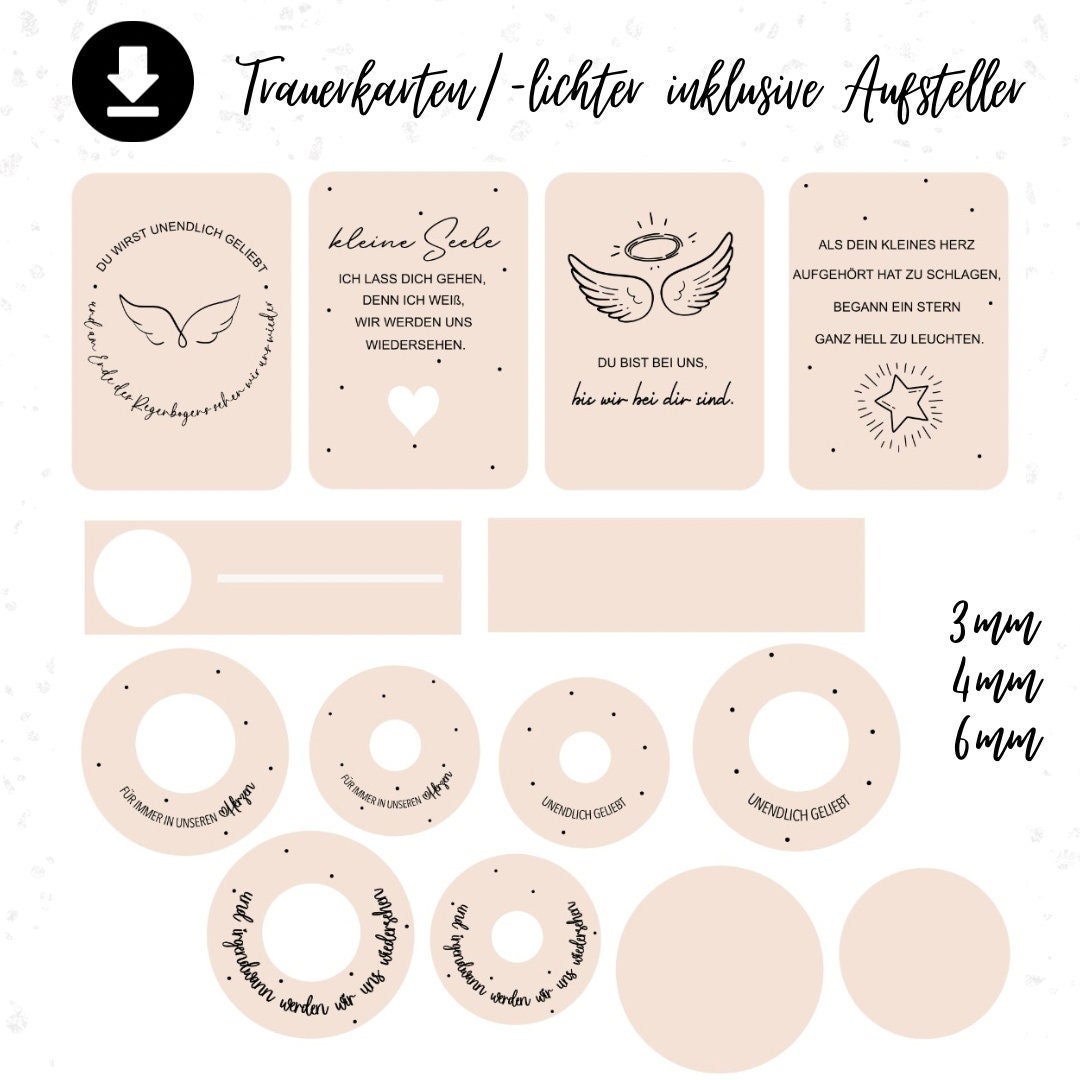 Trauerkarten und Trauerlichter, inklusive Aufsteller - Digitale Datei