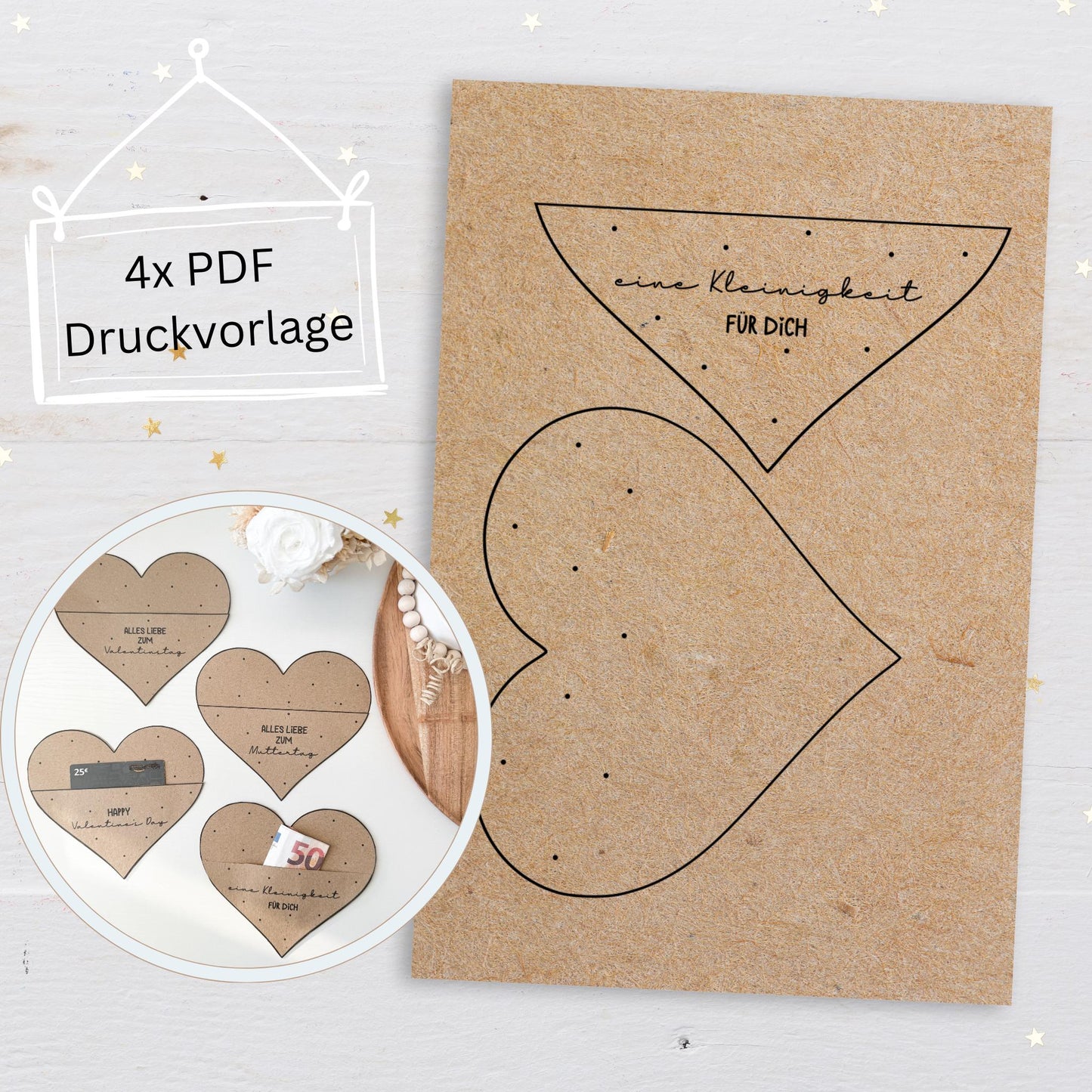 Druckvorlage Gutscheinhalter Herz