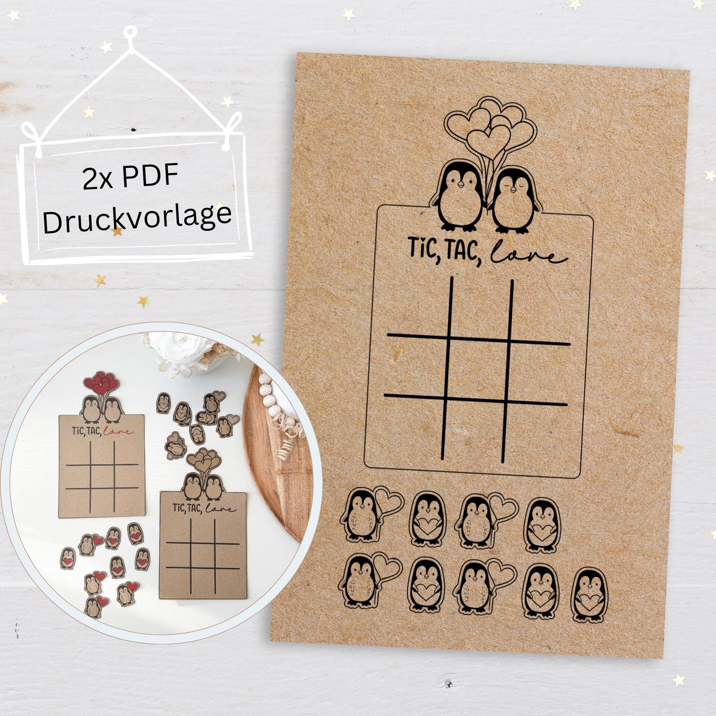 Druckvorlage Tic Tac Toe, Herzensmensch