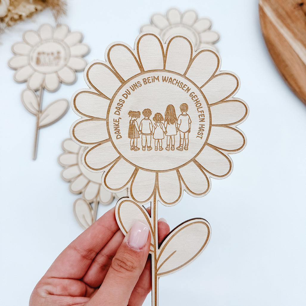 8x Abschiedsgeschenk Erzieher, Blume - Laserdatei