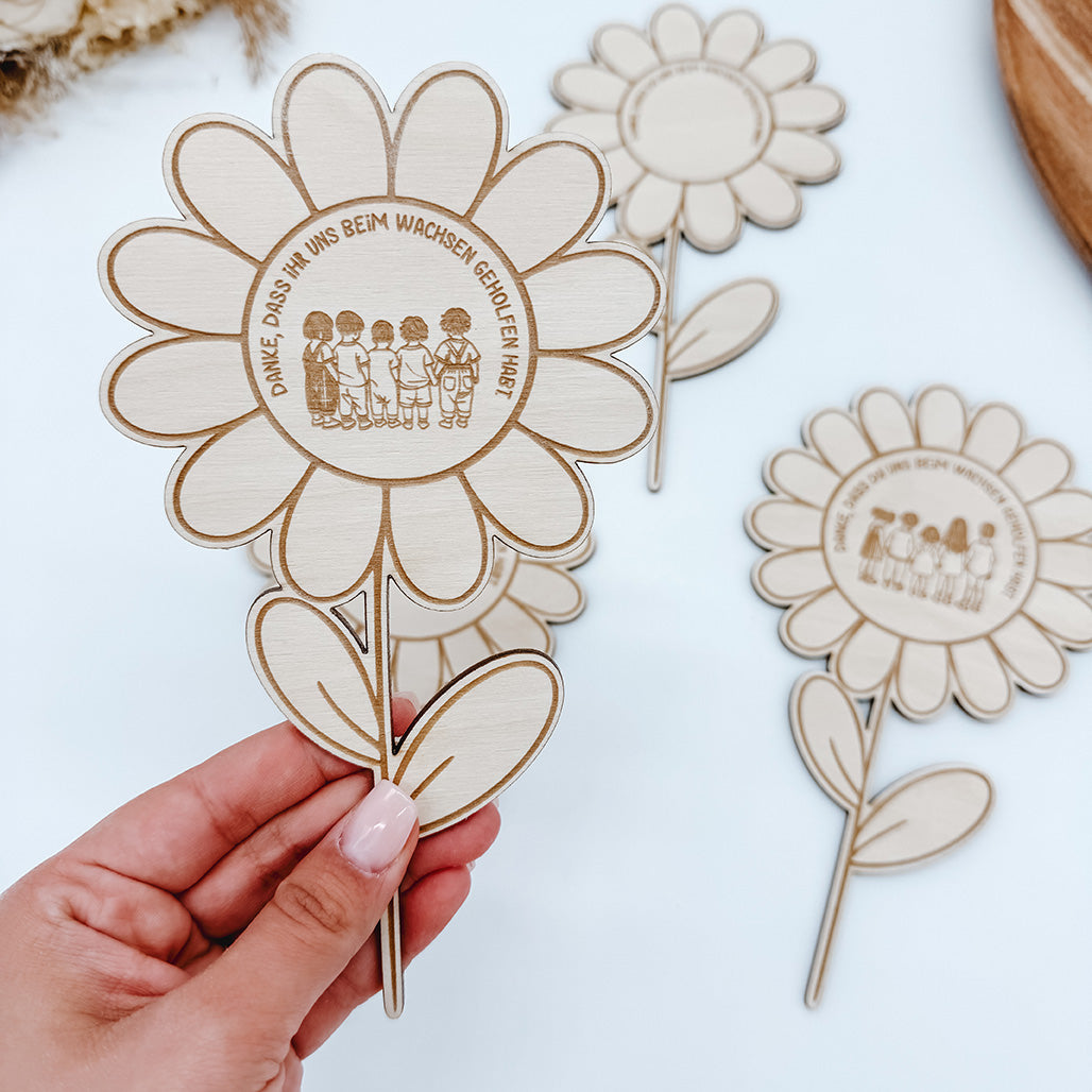 8x Abschiedsgeschenk Erzieher, Blume - Laserdatei