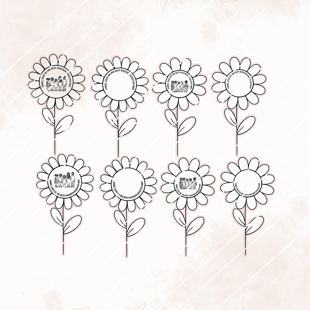 8x Abschiedsgeschenk Erzieher, Blume - Laserdatei