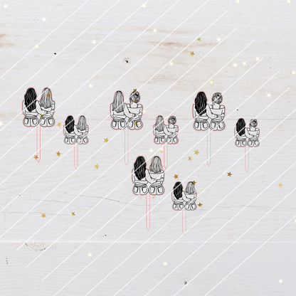 8 Blumenstecker Paar, Freundinnen Arm in Arm - Laserdatei