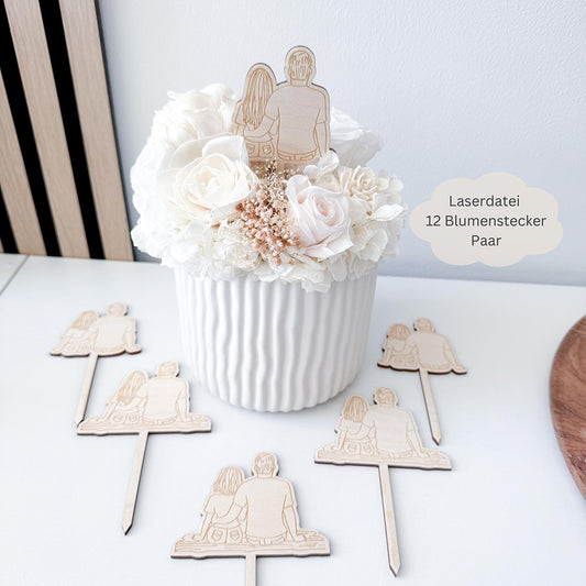 12 Blumenstecker Paar, Valentinstag - Laserdatei