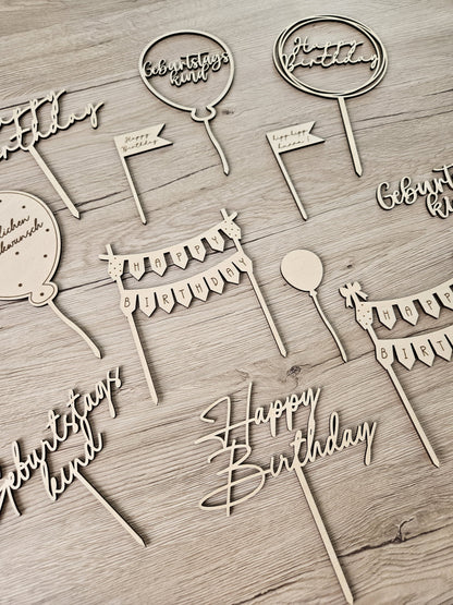 12 Caketopper zum Geburtstag - Digitale Datei