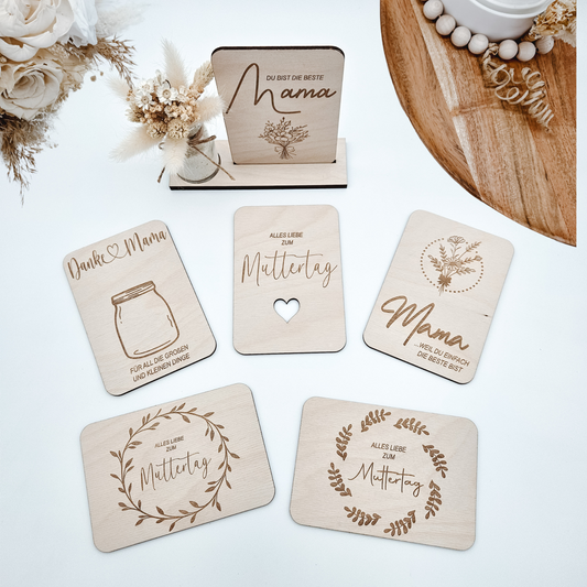 Muttertag, Geschenkkarten Muttertag inklusive Aufsteller - Laserdatei