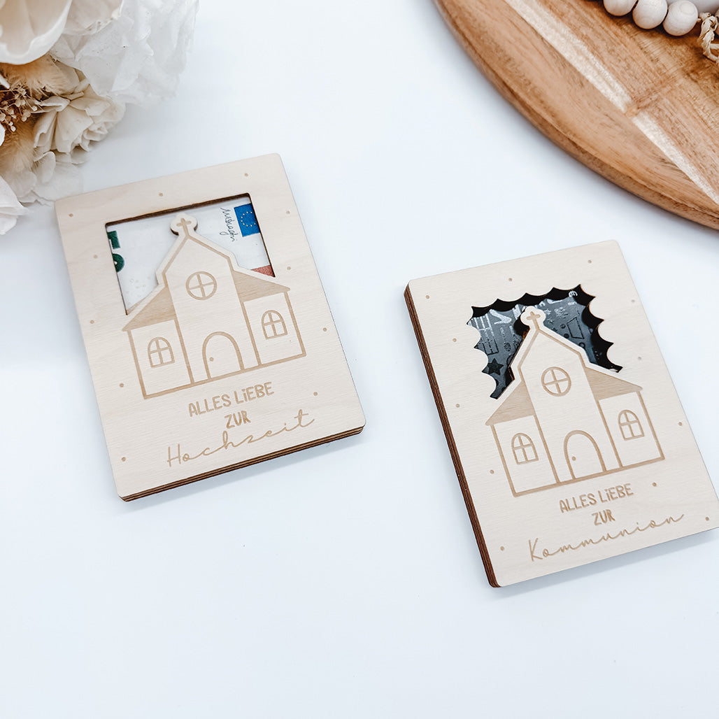 Geld- und Gutscheinhalter Taufe Kirche, Konfirmation, Firmung, Kommunion - Laserdatei