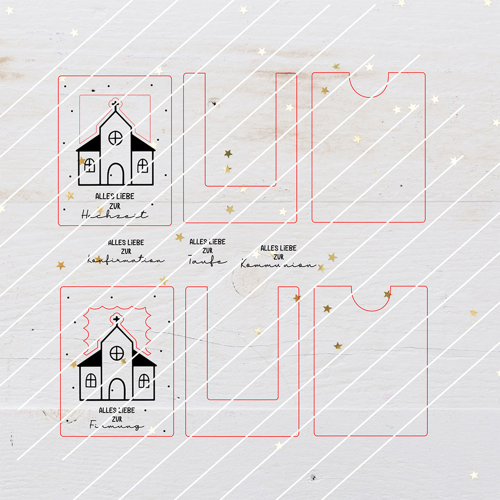Geld- und Gutscheinhalter Taufe Kirche, Konfirmation, Firmung, Kommunion - Laserdatei