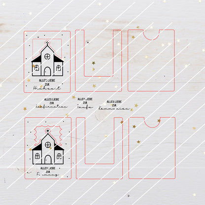 Geld- und Gutscheinhalter Taufe Kirche, Konfirmation, Firmung, Kommunion - Laserdatei