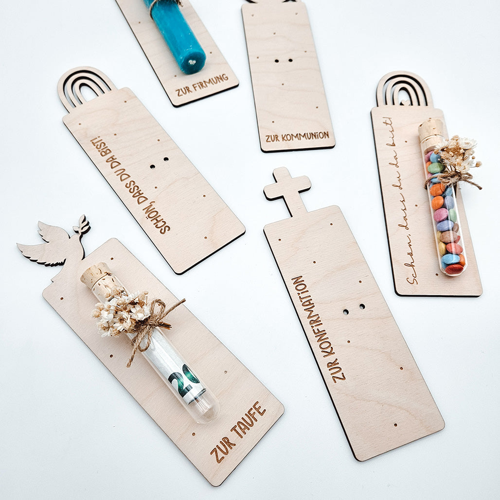 Kerzenhalter, Reagenzglashalter 3/3, Gastgeschenk, Taufe, Kommunion, Firmung Konfirmation - Laserdatei