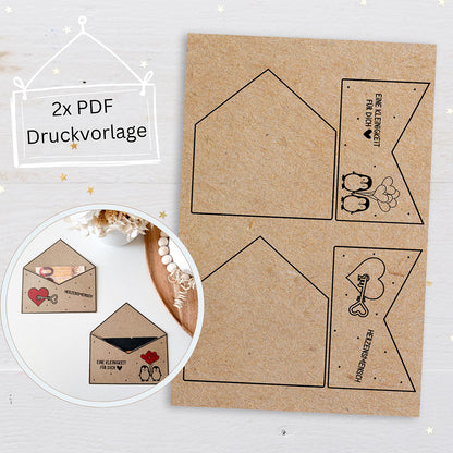 Druckvorlage Gutscheinhalter, Geldgeschenk Briefumschlag