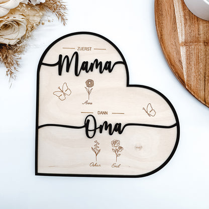 Herz Rahmen fuer Muttertag, Oma, Vatertag, Opa, Muttertagsgeschenk, Geburtsblumen - Laserdatei