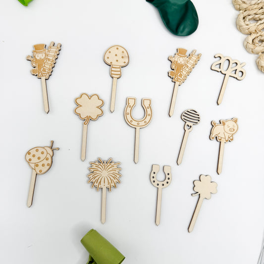 Caketopper, Muffintopper, Blumenstecker für Silvester - Laserdatei