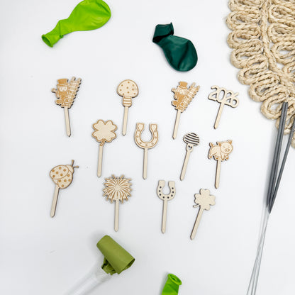 Caketopper, Muffintopper, Blumenstecker für Silvester - Laserdatei