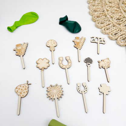 Caketopper, Muffintopper, Blumenstecker für Silvester - Laserdatei