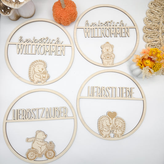 Herbstloops mit niedlichen Tieren - Laserdatei