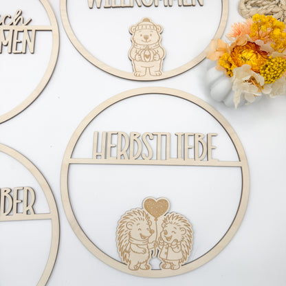 Herbstloops mit niedlichen Tieren - Laserdatei