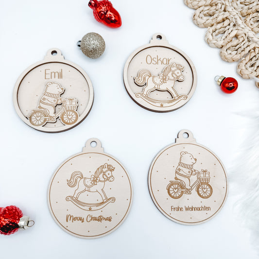 Christbaumschmuck Bär und Schaukelpferd - Laserdatei