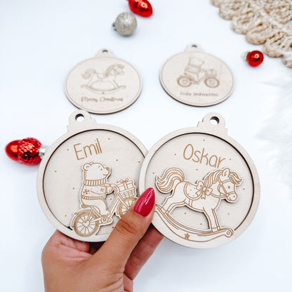 Christbaumschmuck Bär und Schaukelpferd - Laserdatei