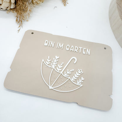 Bin im Garten Schilder Regenschirm - 3D Druckdatei