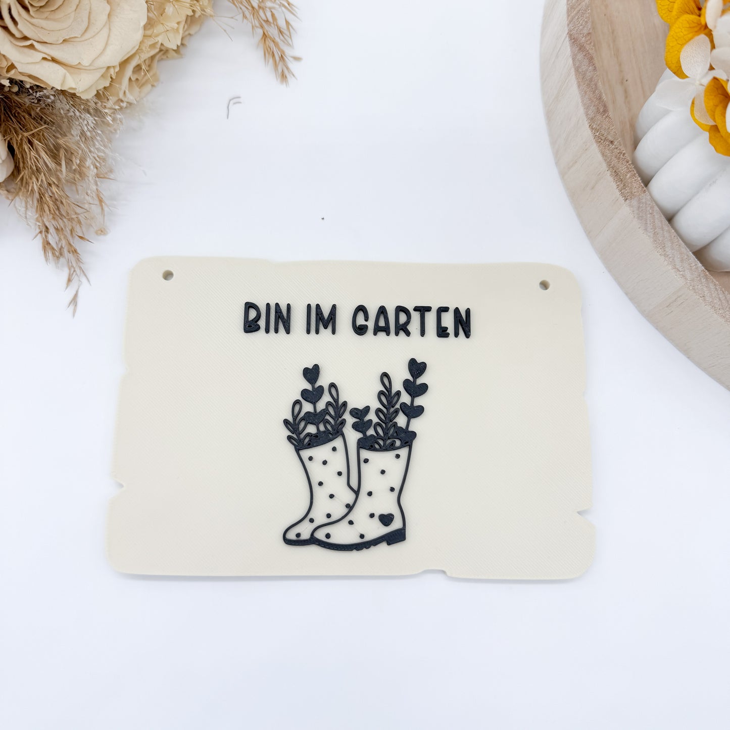 Bin im Garten Schilder Gummistiefel - 3D Druckdatei