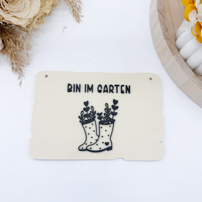 Bin im Garten Schilder Gummistiefel - 3D Druckdatei