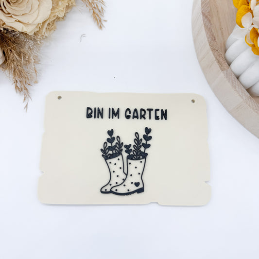 Bin im Garten Schilder Gummistiefel - 3D Druckdatei